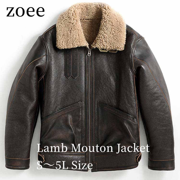 Leather Jacket - 2025 秋冬 新作 ラムムートン ファウルレザー 馬革 ジャケット コート 本革 メンズ 秋/冬 アウター ブラウン S/M/L/2L/3L/4L/5L l4a24