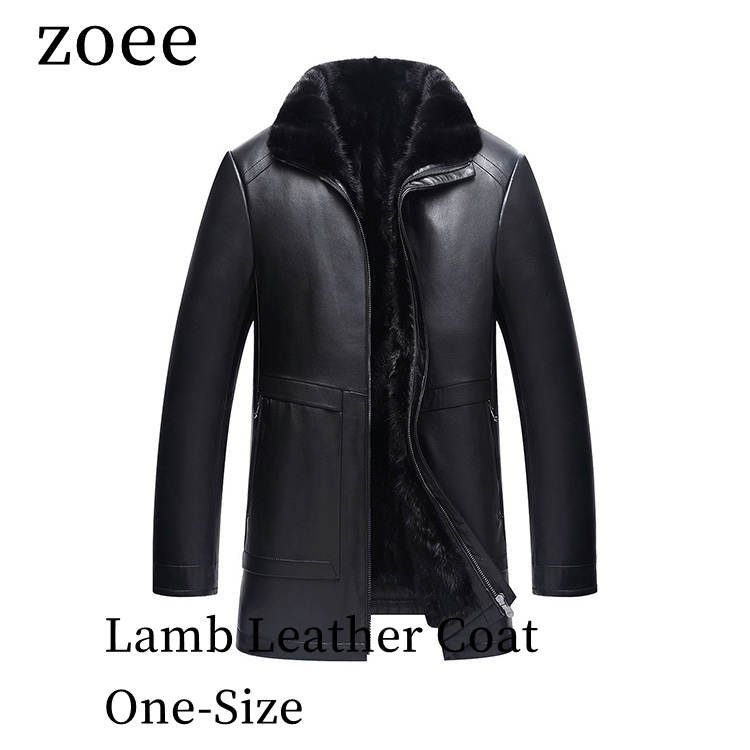 2025 秋冬 新作 ラムレザー 羊革 ミンク ジャケット コート 本革 メンズ 秋/冬 アウター ブラック フリーサイズ l4b27