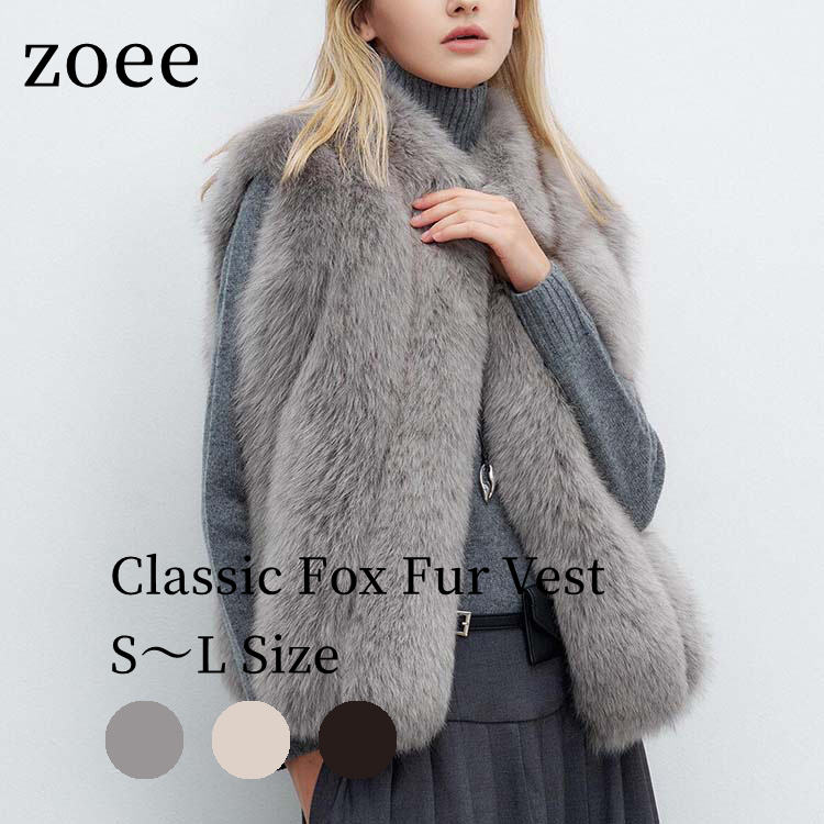 2025 秋冬 新作 ベスト フォックス アウター レディース 毛皮 ベージュ/グレー/ブラウン S/M/L l1d30