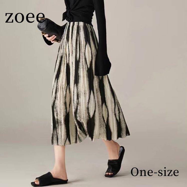 夏新作 スカート 総柄 レディース ボトムス 春夏秋 ブラック フリーサイズ l1l13