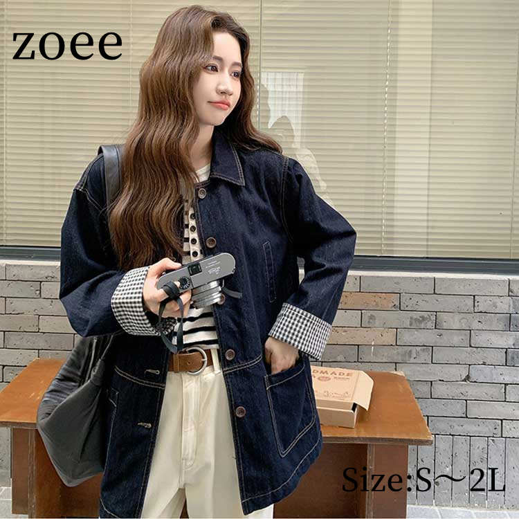 樂天商城 - 【2026春新作】スプリングコート デニム レディース アウター 長袖 春/秋 ネイビー S/M/L/2L m1t24