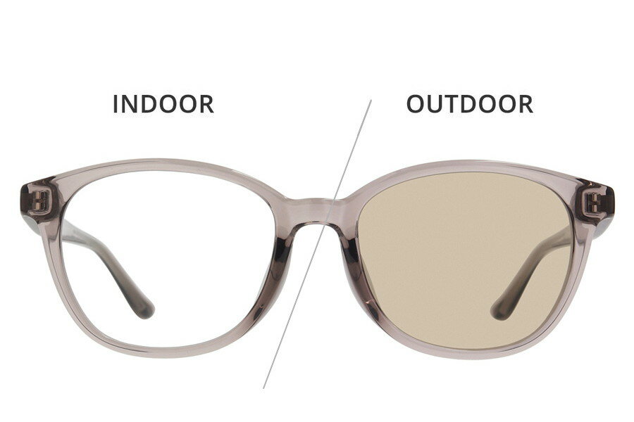 |ウェリントン型 調光サングラス（グレー（クリア）） CLASSIC（クラシック） UVカット 紫外線対策 レディース 男女兼用 おしゃれ 度付きサングラス【ZA231G21-11A1】【53□19-140】|