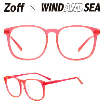 ウェリントン型クリアレンズサングラス｜Zoff×WIND AND SEA｜Zoff UV (UV100%カット) ｜ゾフUV ダテメガネ おしゃれ UVカット クリアサングラス 紫外線対策 メンズ レディース【ZH201G03_31A1 ZH201G03-31A1 オレンジ】【54□16-145】