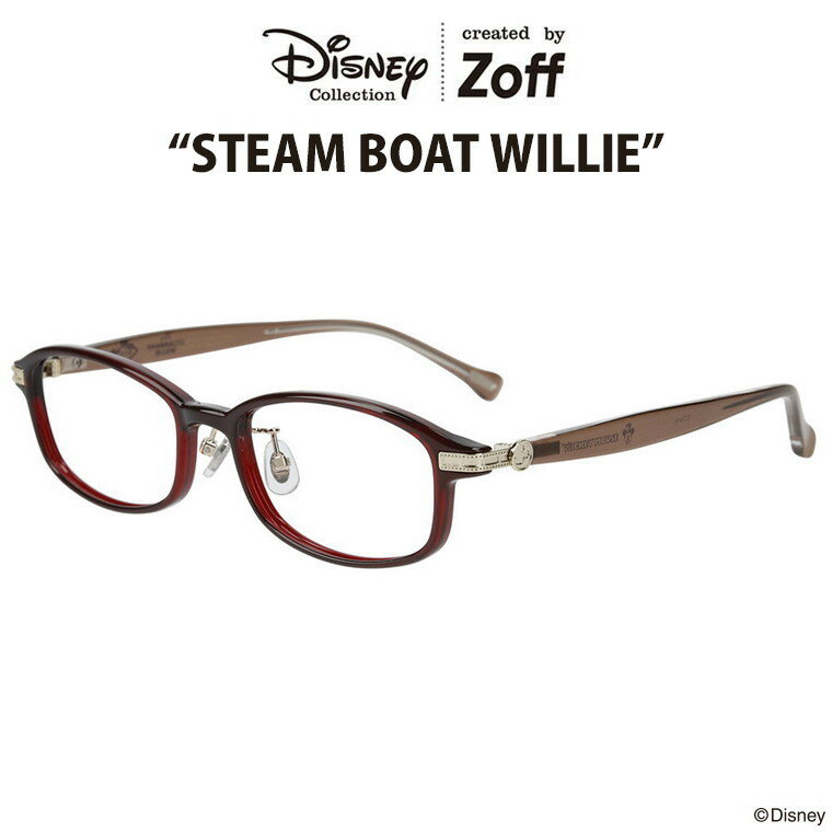 スクエア型 めがね（レッド）｜Disney100 “STEAM BOAT WILLIE”｜ディズニー グッズ Zoff ゾフ 度付きメガネ レディース おしゃれ zoff_dtk Disneyzone【ZC221007_24A1 ZC221007-24A1】【51□17-145】のサムネイル