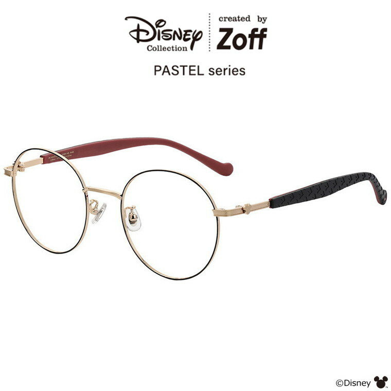 ≪3/25限定！エントリーで最大100％ポイントバック≫ボストン型 メガネ（ブラック）｜Disney Collection created by Zoff PASTEL series｜Mickey Minnie ミッキーマウス ミニーマウス ディズニー 眼鏡 検眼調整 伊達メガネ レンズ交換 レディース zoff_dtk メガネフレームのサムネイル