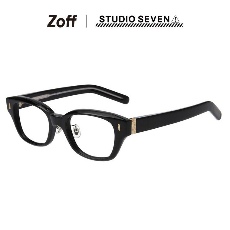 |ウェリントン型 メガネ（ブラック） Zoff STUDIO SEVEN ゾフ スタジオ セブン 度付きメガネ 度入りめがね ダテメガネ 眼鏡 検眼調整 伊達メガネ レンズ交換 鼻パッド メンズ おしゃれ zoff_dtk メガネフレーム【ZF231025-14E1】【51□20-145】|