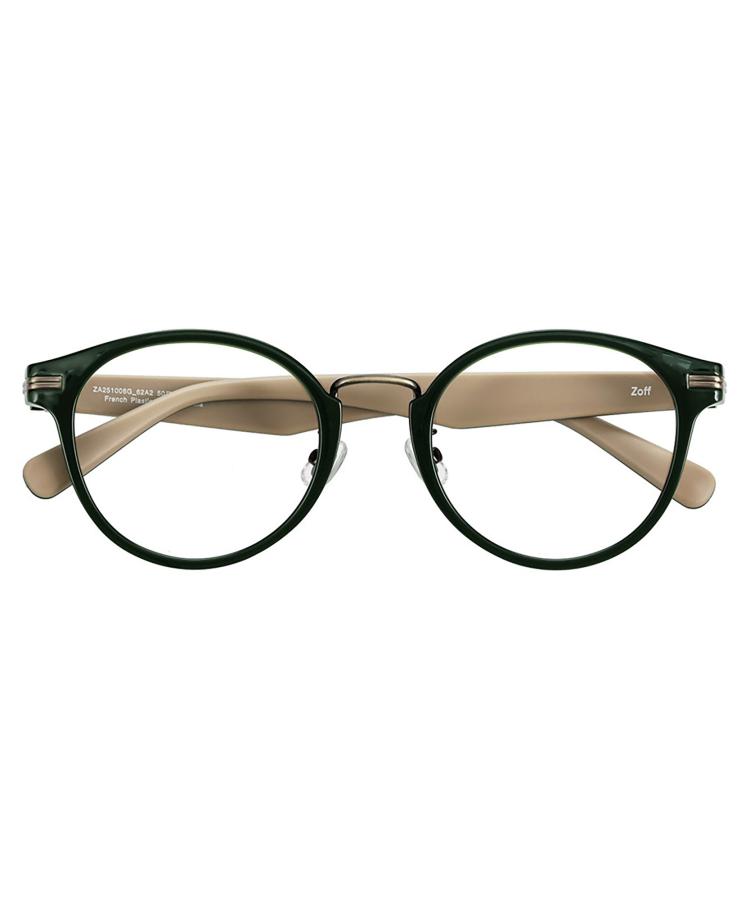 ≪本日限定！エントリーで最大100％ポイントバック≫| ボストン型 メガネ (グリーン(クリア)) Zoff CLASSIC レザー調 ラバーテンプル ズレ落ち防止 眼鏡 伊達めがね 度付きレンズ交換 度あり 度なし レディース メンズ ユニセックス おしゃれ【ZA251008-62A2】【50□22-14|のサムネイル