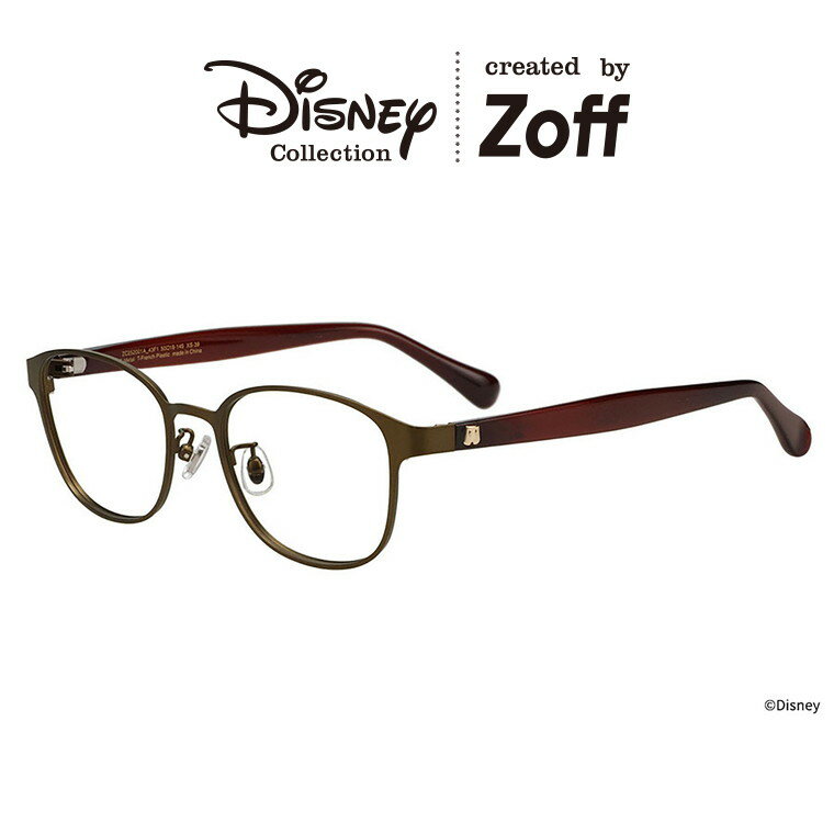 ウェリントン型 メガネ(ブラウン(マット)|Disney Collection created by Zoff ”Mickey&Minnie”【ミッキーマウス モデル】 ディズニー 可愛い 軽量 眼鏡 検眼調整 伊達メガネ 度付きレンズ交換 度あり 度なし ユニセックス おしゃれ【ZC252001-43F1】【50□18-145】