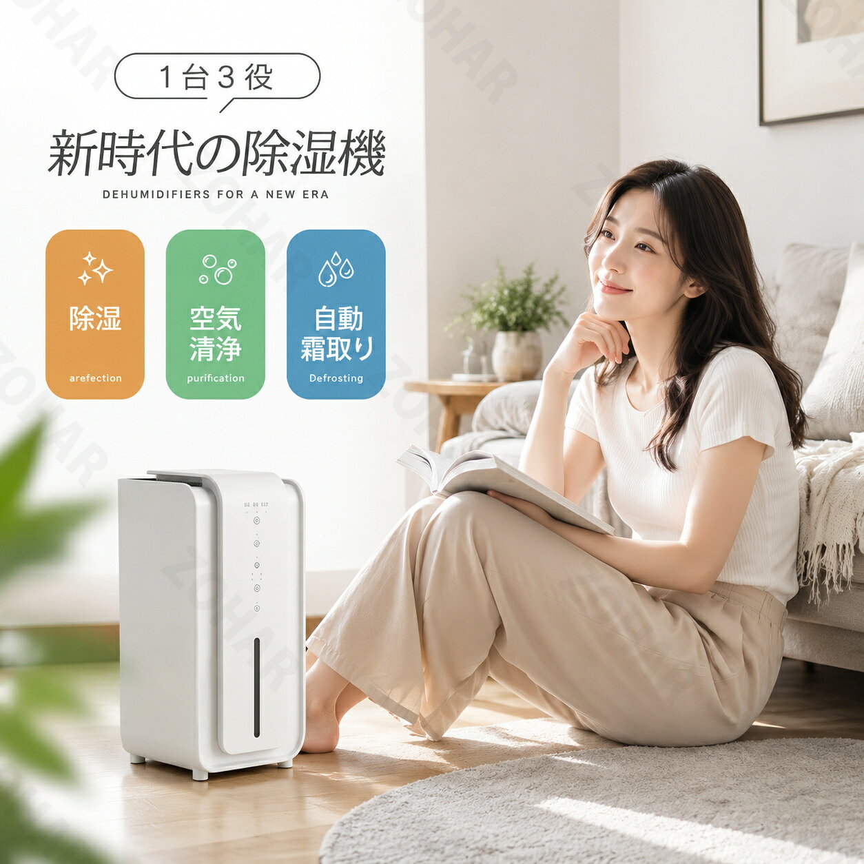 【2026年新登場】 除湿機 コンパクト 小型 衣類乾燥除湿機 小型 パワフル除湿 空気清浄機 花粉対策 湿気対策 除湿器 大容量1500ML 1台3役 半導体式 静音 20畳 省エネ 消臭 軽量 寝室 カビ対策 梅雨対策 自動停止 自動除霜 洗面台 脱衣所 台所 20畳 部屋干し 衣類乾燥 新生活 zohar-10001156 Zohar サンプル画像2