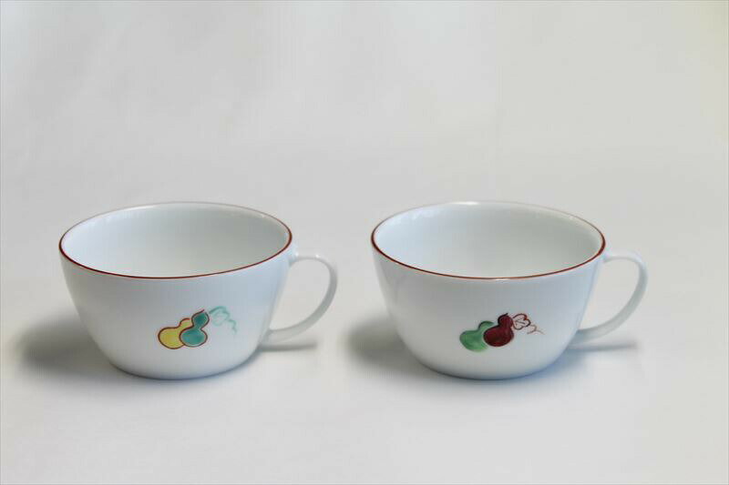 【美濃焼】窯元蔵珍窯　お中元　敬老の日　贈り物に　うつわの絵柄に思いを込めて　『健康』のひょうたん　＃六瓢ペアカップ