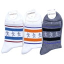 【送料無料】 クルーソックス(ホワイト×ブルーライン、ホワイト×オレンジライン、グレー×ブラックライン)(23-25cm)(3足セット)みっとめるへん社(4)
