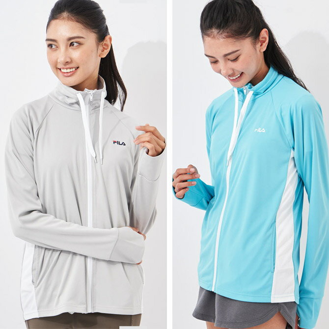 【ネコポスもOK!】 ラッシュガード レディース 長袖 【FILA(フィラ)】 フードなし ジップアップ UVカット 女性 アースカラー M/L/LL