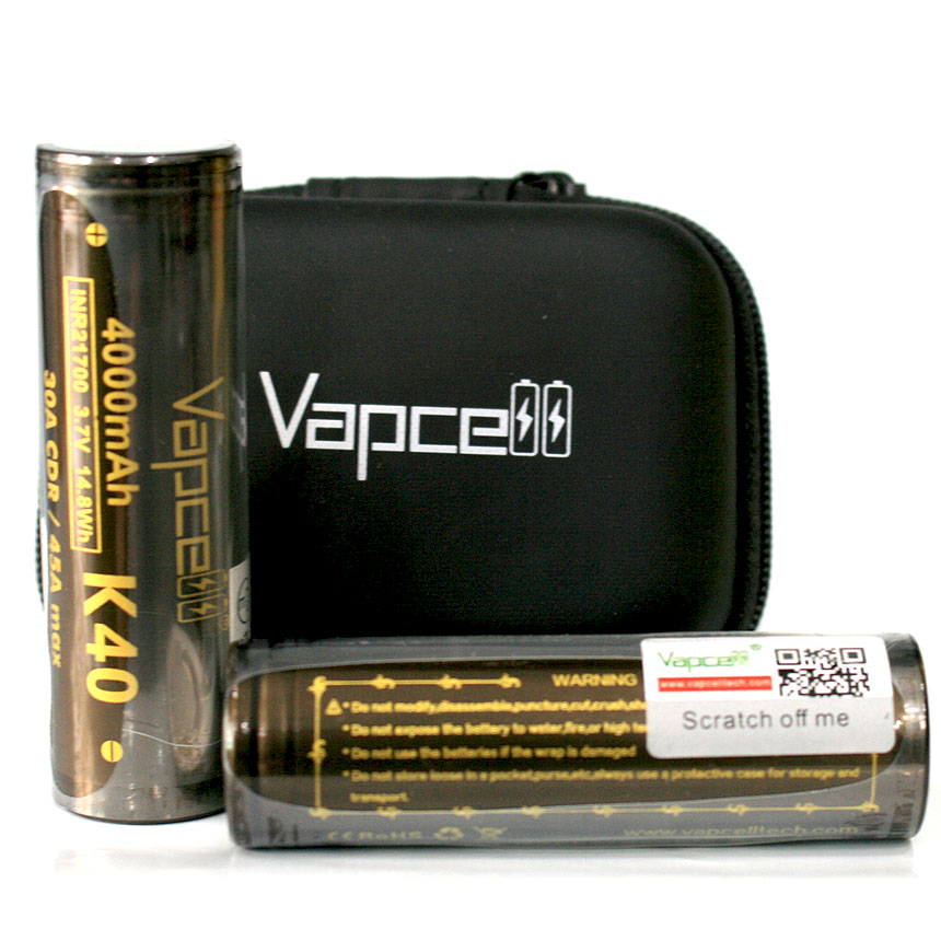 Vapcell21700 K40 4000mAh 45A2本入り / 黒ハードケース付き（ネコポス便対象商品*注意事項要確認） 電子タバコ VAPE ベイプ