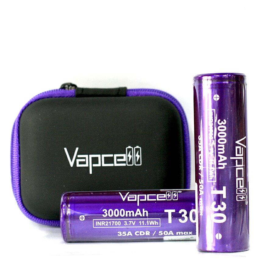 Vapcell21700 T30 3000mAh 50A2本入り / 黒ハードケース付き（ネコポス便対象商品*注意事項要確認） 電子タバコ VAPE ベイプ