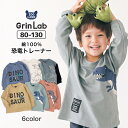 【13 OFF】 子供服 トレーナー 恐竜デザイン トップス 綿100％ 長袖 裏毛 スウェット (80-130cm) 【GrinLab】 ▽ 男の子 女の子 キッズ ベビー ダイナソー トレンド くすみ かわいい おしゃれ 秋物 80 90 95 100 110 120 130▽ 通園 通学 ポイント消化