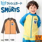 子供 水着 スマーフ ラッシュガード 長袖 フルジップ UV加工 UPF50＋ ( 100-130cm ) 【 SMURFS 】▽ キッズ スイムウェア 子供用 水着 男児 UVカット 男の子 アニメ キャラクター プール 海水浴 レジャー 夏 100cm 110cm 120cm 130cm▽ ポイント消化