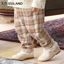 【10%OFF】 ガールズ ロングパンツ チェック 総柄 ミニ裏毛 ガールズ 女の子 キッズ ベビー【 UZULAND ウズランド 】 ガーリー カジュアル 10分丈 スウェットパンツ 伸縮 ポケット付 くすみ ハート ピンク アイボリー 秋物 80cm 90cm 95cm 100cm 110cm 120cm 130cm