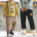 キッズ 7分丈パンツ 男の子 女の子 ニットデニム ポケット付き チェック 折り曲げパンツ【 ZOOMIC ズーミック 】 ベビー ストレッチ 伸縮 アニマル ...