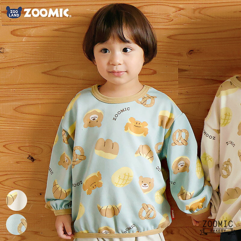 トレーナー キッズ 男の子 女の子 スウェット 長袖 総柄 パン プリント トップス 子供服 ベビー 秋服 裏毛 クマ 動物…