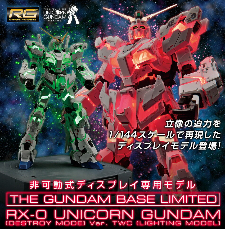 Rg 1 144 ガンダムベース限定 Rx 0 ユニコーンガンダム デストロイモード Ver Twc Lighting Model 機動戦士 ガンダムuc ユニコーン ゾートロープ