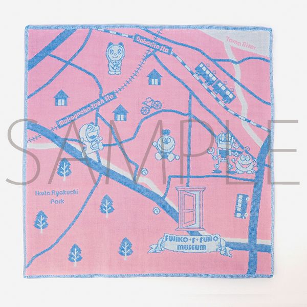 ドラえもん 三重ガーゼ ハンカチ おでかけマップ(ピンク) 藤子・F・不二雄ミュージアム