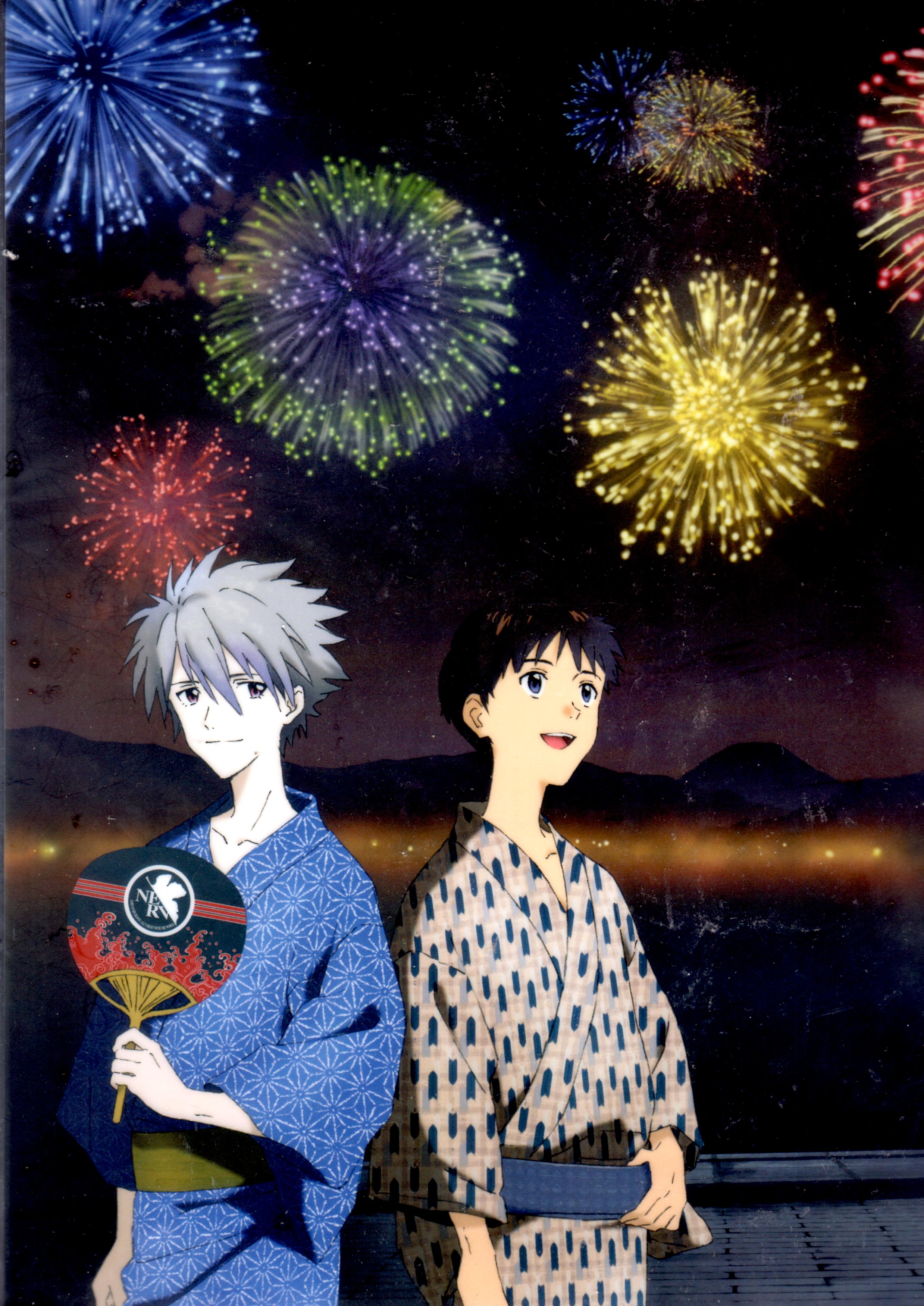エヴァ屋限定 クリアファイル 「碇シンジ&渚カヲル(浴衣 花火)」 えヴぁ屋 新世紀エヴァンゲリオン