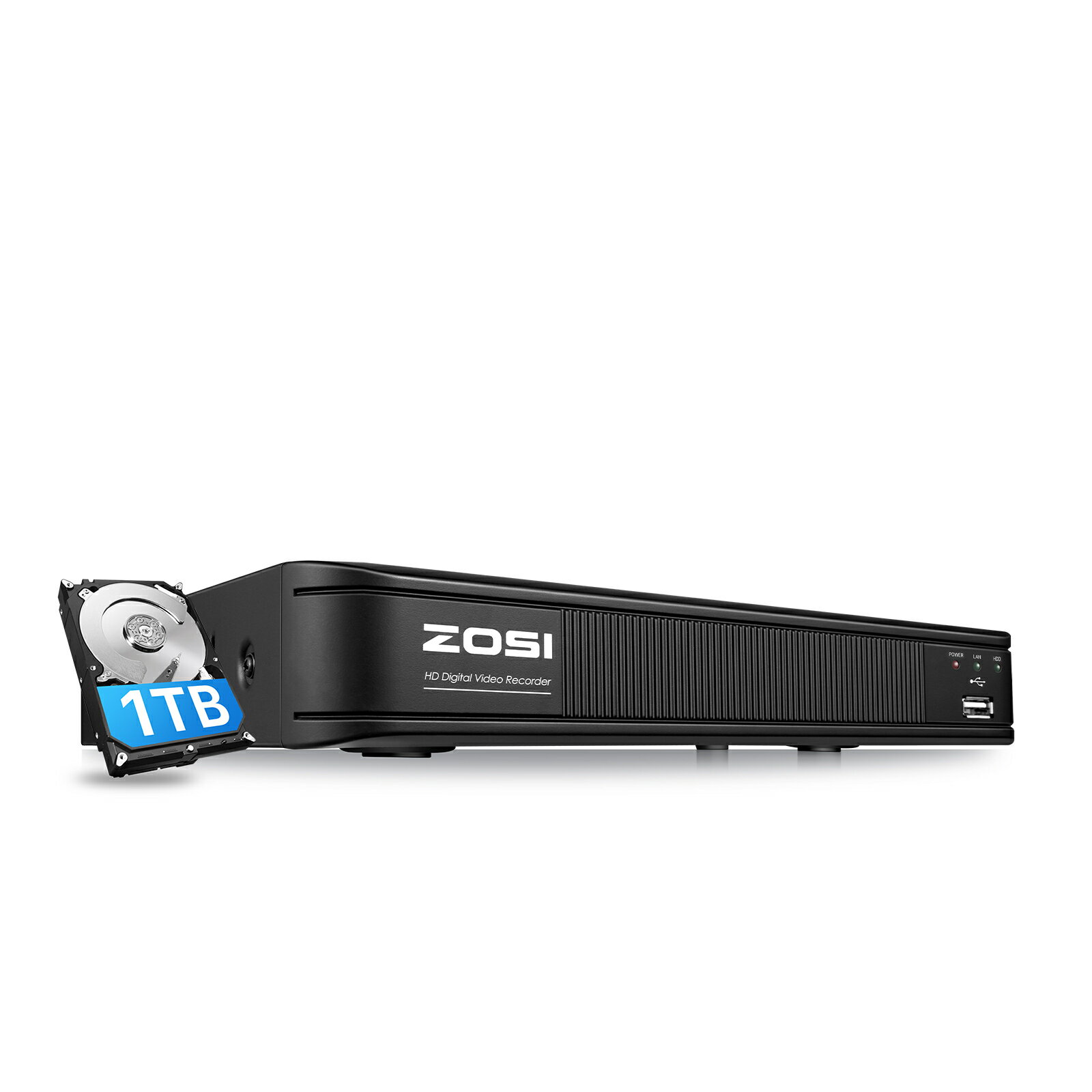 送料無料 ZOSI 1080p 8ch防犯レコーダー hdd1tb ai搭載 ハイブリットレコーダー ...