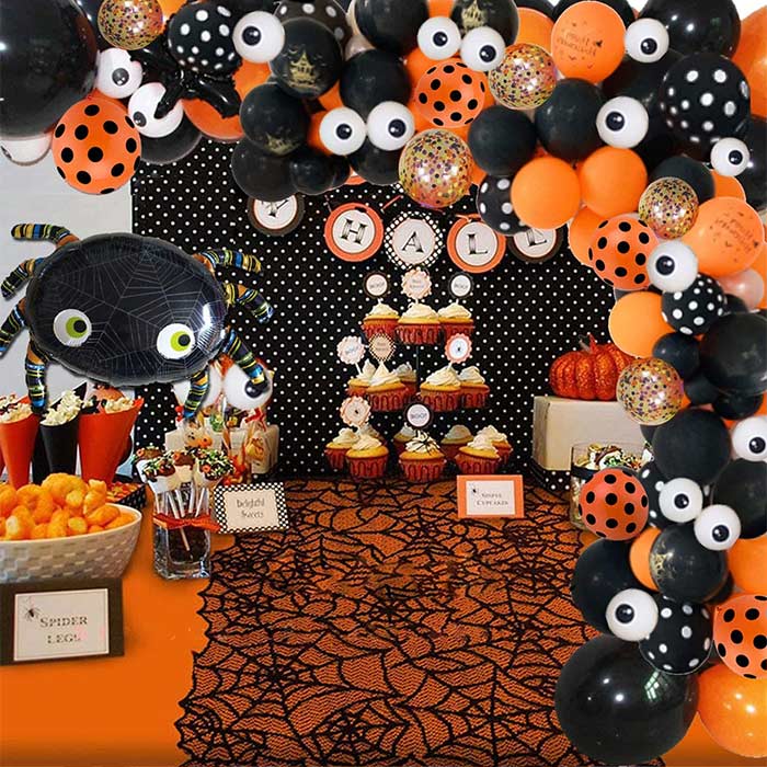 ZOTTO インテリアショップの紙吹雪バルーン クモ 目玉 スパイダー ドット 装飾 ハロウィン バルーンセット 飾り付け 115枚入り ガーランド バルーンキット 風船 ハロウィーンパーティ｜アングル3