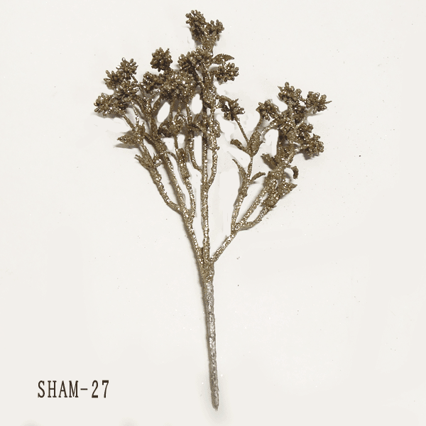 【クリスマス 花材】ラメ付リーフピック 全長約25cmエウパトリウムピック AX64962[在庫限り]*