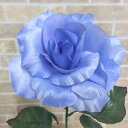 ライトブルー【造花 】全長約55cm「サテンローズ1本売り」 (花径約11cm 高さ約7cm)134LTBL