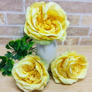 [即日出荷 在庫限り]全長20cm (イエロー)ローズピック 1本売【オールシーズン花材 造花】キャベッジローズピック (イエロー) 花径約11cm*高さ約7cm 341-31455-20