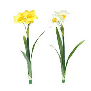 【造花 すいせん】全長約34cm 日本水仙(4輪付) (花径約5cm*花3輪と蕾1輪付)F3684*