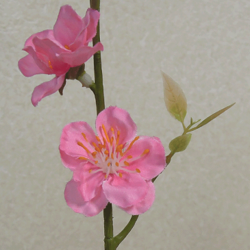 【造花 桃の節句花】全長38cm 桃の花5輪付き (花径1〜3.5cm)VE-6637