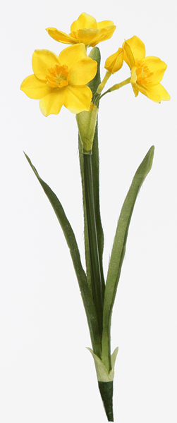 すいせん【造花】全長約34cm 日本水仙(4輪付) (花径約5cm*花3輪と蕾1輪付)F3684