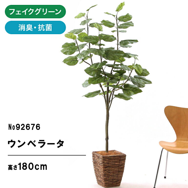 フェイクグリーン 人工観葉植物 観葉植物 フェイク 造花 光触媒 鉢 植木 葉 枝 観葉樹 180cm 190cm シンプル オフィス おしゃれ インテリア 大型 室内 空気清浄 消臭 抗菌 銀 酸化チタン リアル フィカス・ウンベラータ 7枝 バナナリーフバスケット ヤシの繊維 No92676