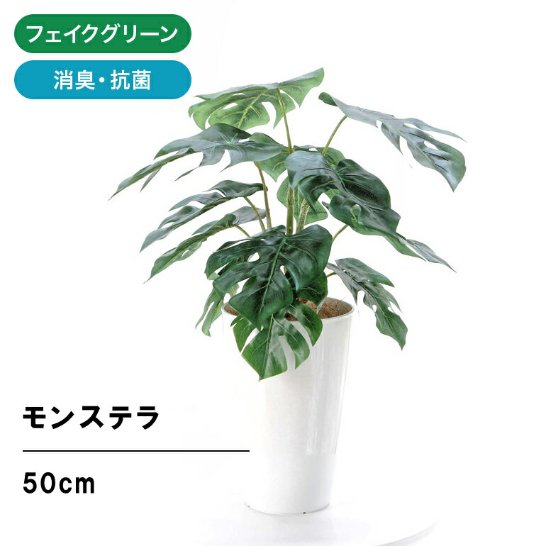 フェイクグリーン 造花 人工観葉植物 観葉植物 フェイク モンステラ 50cm 室内 部屋 風水 消臭 人工 小さめ リビング 玄関 人気 空気清浄 葉 葉っぱ リアル 室内用 初心者 人気 インテリア 空気 植物 小さい おしゃれ グリーン 鉢 植木鉢 光触媒 かわいい 洗面 CHIC7 No92451