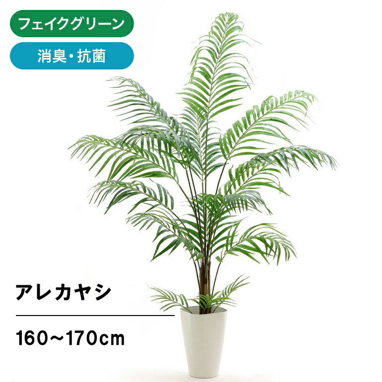 観葉植物フェイクグリーンおしゃれインテリア大型室内鉢シンプルオフィス人工豪華リアルコンフォート・アレカヤシ16枝160~170cmスマートポットCHIC8+ヤシの繊維光触媒人工観葉植物空気清浄消臭抗菌※組立式(ゆ:120)