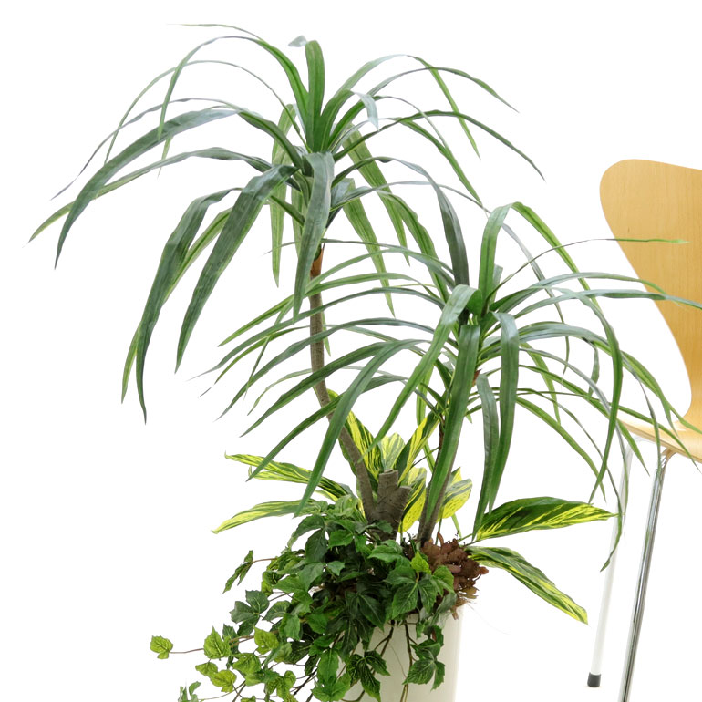 観葉植物 人工観葉植物 フェイクグリーン フェイクグリーン シンプル 観葉植物 グリーン 100cm 人工 インテリア 大型 人工観葉樹 おしゃれ 室内 オフィス 鉢 人工観葉樹 空気清浄 消臭 抗菌 光触媒 本物そっくりの佇まい ドラセナ コンシンネ 3本立 高さ100cm 白丸