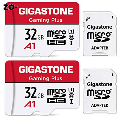 Gigastone マイクロSDカード Micro SD Card 32GB フルHD Nintendo Switch動作確認済み 2個セット Gaming Plus SDアダプタ付 ミニ収納ケース付 w/adapters and case