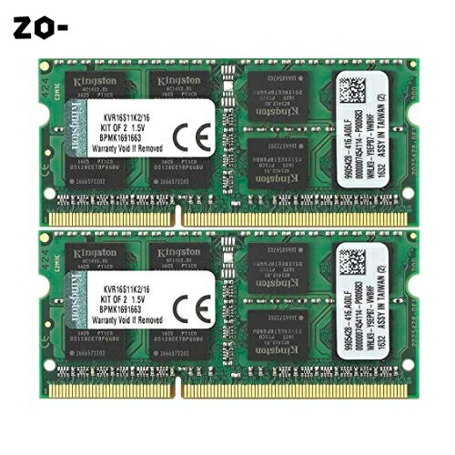 󥰥ȥ Kingston Ρ PC DDR3-1600 (PC3-12800) 8GBx2 CL11 1.5V Non-ECC SO-DIMM 204pin KVR16S11K2/16