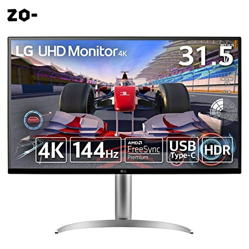 LG モニター ディスプレイ 32UQ750-W 31.5インチ/4K/144Hz/VAアンチグレア/HDR/FreeSync Premium/USB Type-C、HDMI×2、DisplayPort/スピーカー搭載/高さ調整、チルト、ピ 1