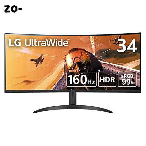 LG ゲーミング モニター UltraGear 34WP60C-B 34インチ/21:9 曲面 ウルトラワイド(3440×1440)/VA/160Hz/1ms MBR/HDR/FreeSync Premium