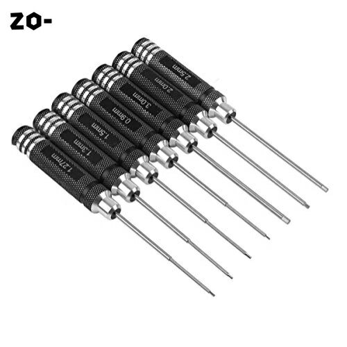 POHZE 六角レンチドライバー 窒化チタン 精密ドライバーセット ドローン用 7pcs セット（0.9mm 1.27mm 1.3mm 1.5mm 2.0mm 2.5mm 3.0mm）