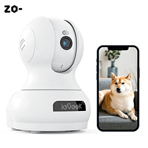ieGeek 400万画素 見守りカメラ ペット 老人介護カメラ ネットワークカメラ Alexa対応 ワイヤレス 犬 お留守番 自動追跡 顔認識 サウンド/動体検知 警報通知 赤外線暗視機能 双方向音声 遠隔操作スマホで見れる 2.4GWiのサムネイル