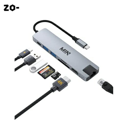 2023ⵡǽǡUSB C 7-in-1 ϥ֡4K HDMI /LAN 100Mps /PD 100W /USB 3.0 &USB 2.0 ݡ /TF &SDåܡۥɥå󥰥ơ type c MIN 4K h