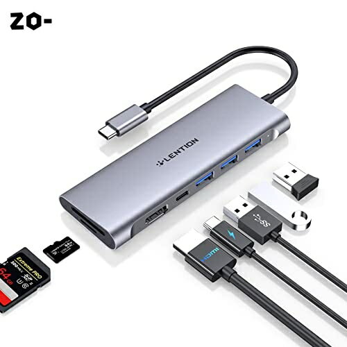 LENTION 7in1 USB Type C ハブ CB-C36b USB 3.0 ×3 100W PD充電 4K HDMI Micro SD / SDカードリーダー ..