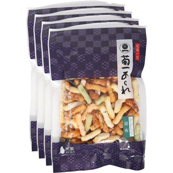 菊一あられ チャック袋シリーズ 昆布 80g x4袋