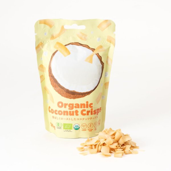 オーガニックココナッツクリスプ(30g)x20袋 (Organic Coconut Crisps 有機JAS取得 ギルトフリー グルテンフリー ヴィーガン 白砂糖不使用 香料不使用 食品添加物不使用 着色料不使用 保存料不使用 ザクザク食感 スナック クリスプ チップス ココナッツ ココナッツネクター)ブ zozo-10086608 zo- パッケージ画像