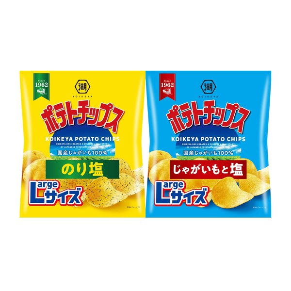 湖池屋 ポテトチップスLサイズ 2種アソート(のり塩・塩) 計12袋