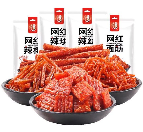 Rakuten - SNS話題中 辣条 お菓子 小馬哥 ラーティアオ ダーラーバン 網紅辣棒 網紅面筋 網紅辣塊 網紅辣絲 大辣片 小馬哥 辣條 辣条 小哥 辣条 ベースフード ご飯のお供 おつまみ 辛いお菓子 2点セット